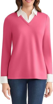 Jones New York Twofer Sweater in Sherber/Nyc White at Nordstrom, Size X-Large P