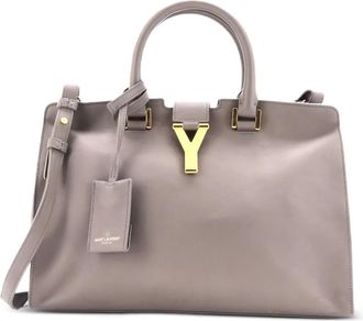 Saint Laurent Classic Y Cabas Leather Small satchel - Grijs