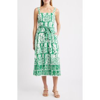 Julia Jordan Mixed Print Dress in Green White at Nordstrom, Size 12
