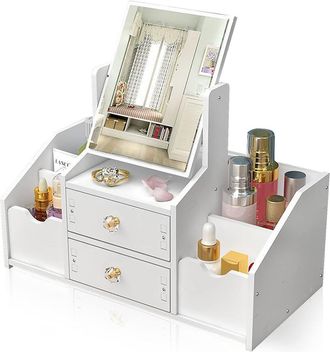 OEM Organisateur Multifonctionnel - Miroir Carr&eacute; Rotatif 360&deg; - Rangement Maquillage Papeterie - Salle De Bain Chambre Bureau - 1 Pi&egrave;ce