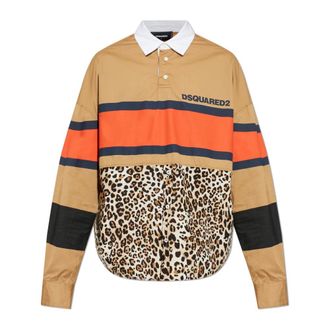 Dsquared2 Polo Shirts, male, Multicolor, Size: 2XL Mixed-Fabric Polo