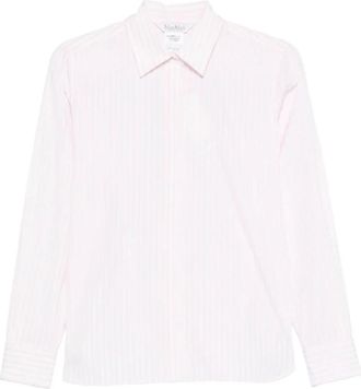 Max Mara Accenni gestreept poplin overhemd - Dames - Overhemden - Wit - M - Katoen - Overhemden