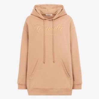Roberto Cavalli Logo Embroidered Cotton Hoodie, Size X-Small