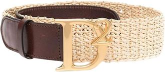 Dsquared2 Logo Buckle Bi-Material Riem - Dames - Riemen - Bruin - 85 CM - Leer - Accessoires