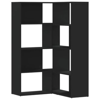 Berkfield Home Corner Bookcase 4-Tier Black 85x85x140 cm Engineered Wood | Size: 85 x 85 x 140 cm