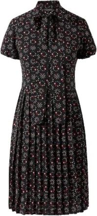 Emporio Armani Bloemen Geplooide Jurk met Korte Mouwen - Dames - Korte kleedjes - Veelkleurig - XS - Leer - Kleedjes