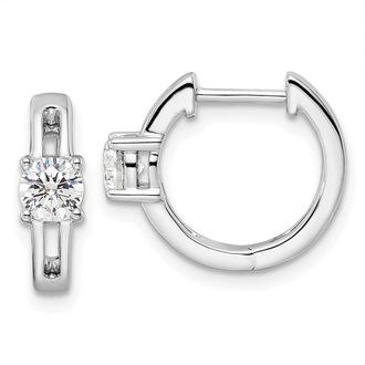 Diamond2Deal 14k Gold 5/8 ct Lab Grown Diamond Hinged Hoop Earrings VS Clarity, D-E Color