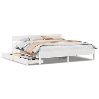 Berkfield Home Bed Frame without Mattress White 180x200 cm Super King Solid Wood Pine