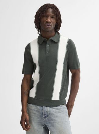 Le 31 Mens Retro block knit Polo Shirt