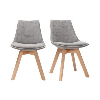 Miliboo Miliboo - Lote De 2 Sillas Dise&ntilde;o N&oacute;rdico Madera Y Tejido Gris Matilde