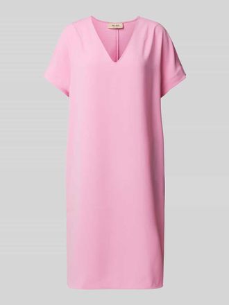 Mos Mosh Knielanges Kleid mit V-Ausschnitt Modell AURI LEIA in Rosa, Gr&ouml;&szlig;e S
