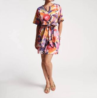 Frances Valentine Doris Lanai Print Cotton Poplin Dress In Pink Multi