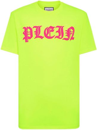 Philipp Plein Tops, Heren, Geel, 3Xl, Katoen, T-Shirt Ronde Hals Gothic Plein