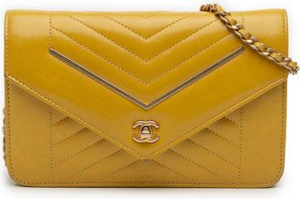 Chanel Pre-owned Womens Small Reversed Chevron Lambskin Flap - Brown Leather - One Size