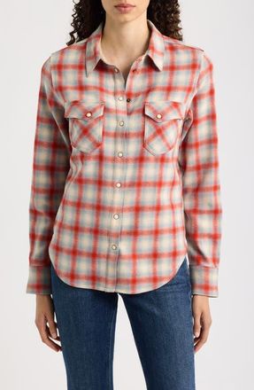 Pendleton Gambler Plaid Wool Shirt in Red/aqua Ombre at Nordstrom, Size X-Large