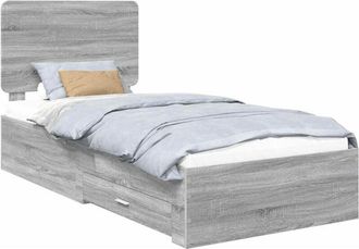 vidaXL Estructura De Cama Gris Sonoma 90 X 200 Cm Madera De Ingenier&iacute;a Vidaxl