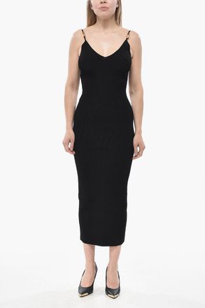Versace Knit Slip Dress with Jeweled Straps Versace