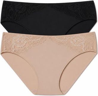 Skarlett Blue Minx Lace Bikini 2-Pack in Black/cashmere at Nordstrom, Size X-Large