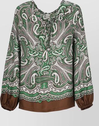 Parosh paisley silk blouse long sleeves lace