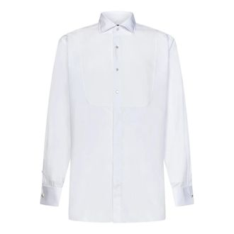 Lardini Wit katoenen overhemd met bloemvormige knopen - Heren - Casual Overhemden - Wit - 5XL - Katoen - Overhemden