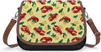 Generic Red Lobster Lemon Womens Crossbody Bag Fashion Shoulder Handbags Message Tote Bag with Adjustable Strap