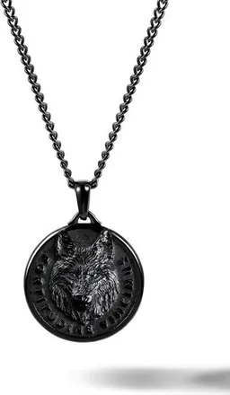 Vincero Mens Wolf Pendant Necklace in Black at Nordstrom