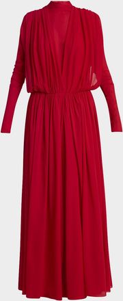 The Row Erald Draped Long-Sleeve Maxi Dress