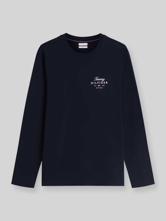 Tommy Hilfiger Regular Fit Langarmshirt aus reiner Baumwolle in Marine, Gr&ouml;&szlig;e XXL