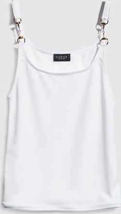 Gucci Viscose Cr&ecirc;pe Jersey Top With Horsebit, White, Ready-to-wear