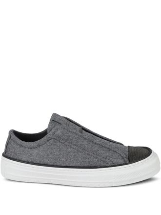 Brunello Cucinelli embellished slip-on sneakers - Grey