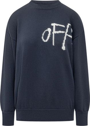 Off-white Trui met ronde hals - Dames - Ronde hals truien - Blauw - S - Truien & Vesten