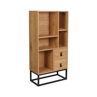 Calicosy Estanter&iacute;a estilo industrial 2 cajones A120 cm - Efecto Madera clara