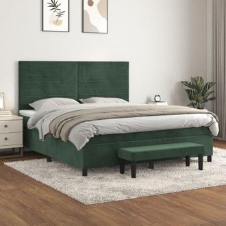 vidaXL Vidaxl - Cama Box Spring Con Colch&oacute;n Terciopelo Verde Oscuro 180x200 Cm