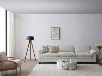 Vente-Unique Rubberwood & Metal Tripod Floor Lamp D. 16.5 X H. 145 Cm - Natural in Black