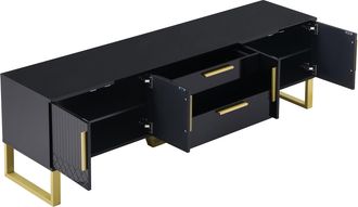 STILVORA Mueble Tv Con 4 Puertas, 2 Cajones Y Pasacables, Acabado Brillo Lacado, En Mdf, 170&times;40&times;53,5 Cm, Negro