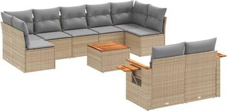 vidaXL Juego De Sof&aacute;s Jard&iacute;n Con Cojines Beige 10 Pzas Rat&aacute;n Sint&eacute;tico Vidaxl