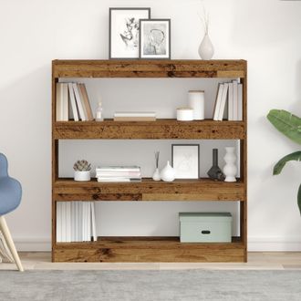 Berkfield Home Book Cabinet/Room Divider - Rustic Wood - 100x30x103cm - Engineered Wood in Brown | Size: 100 x 30 x 103 cm