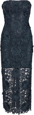 Rotate ROTATE Birger Christensen, Party Dresses, female, Blue, XS, Floral 3D Lace Midi Dress