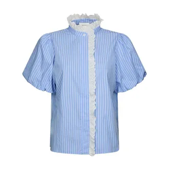 Neo Noir Overhemden, Dames, Blauw, M, Katoen, Ulia Stripe Blouse
