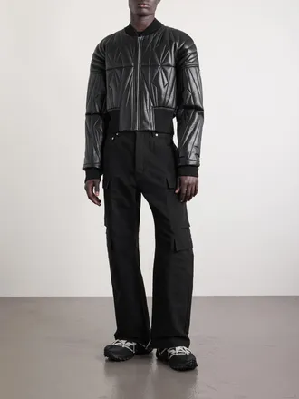 Rick Owens + Moncler Cropped Quilted Leather Jacket