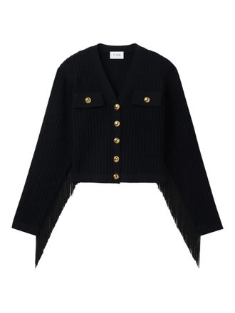 St. John fringe-detail ribbed knit jacket - Black