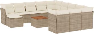 vidaXL Set Sof&aacute;s De Jard&iacute;n Con Cojines 13 Pzas Rat&aacute;n Sint&eacute;tico Beige Vidaxl