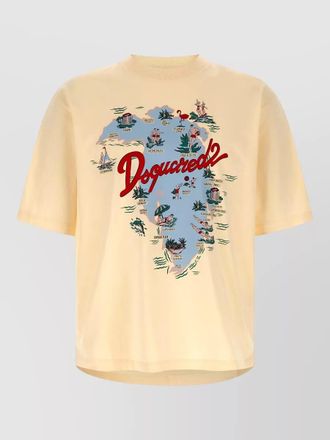 Dsquared2 printed cotton asymmetric hem t-shirt