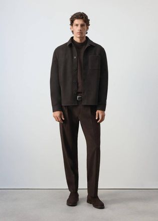 Mango Sovracamicia flanella regular-fit caff&egrave; - Uomo - XXL - MANGO MAN