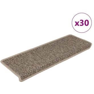 vidaXL Alfombra Autoadhesiva Escalera Sisal 30 Uds Beige Oscuro Vidaxl