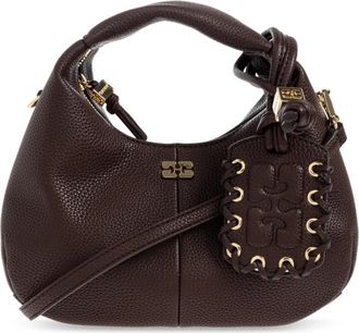 Ganni Mini Hobo Tas - Dames - Handtassen - Bruin - ONE Size - Polyester - Tassen