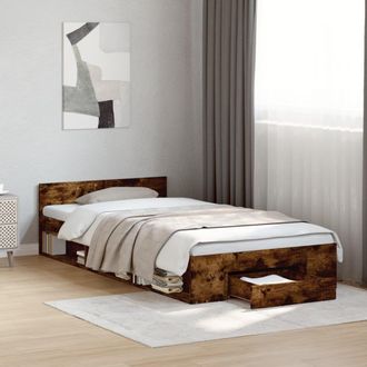 Berkfield Home Bed Frame with Drawer without Mattress Smoked Oak 75x190 cm Small Single in Brown