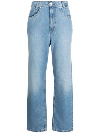 Sandro logo-embroidered straight-leg jeans - Blue