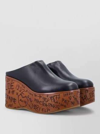 Chlo&eacute; maxime wedge mules smooth leather