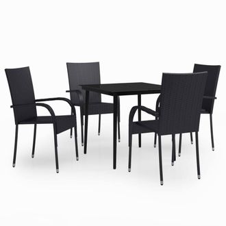 Berkfield Home 5 Piece Garden Dining Set Black